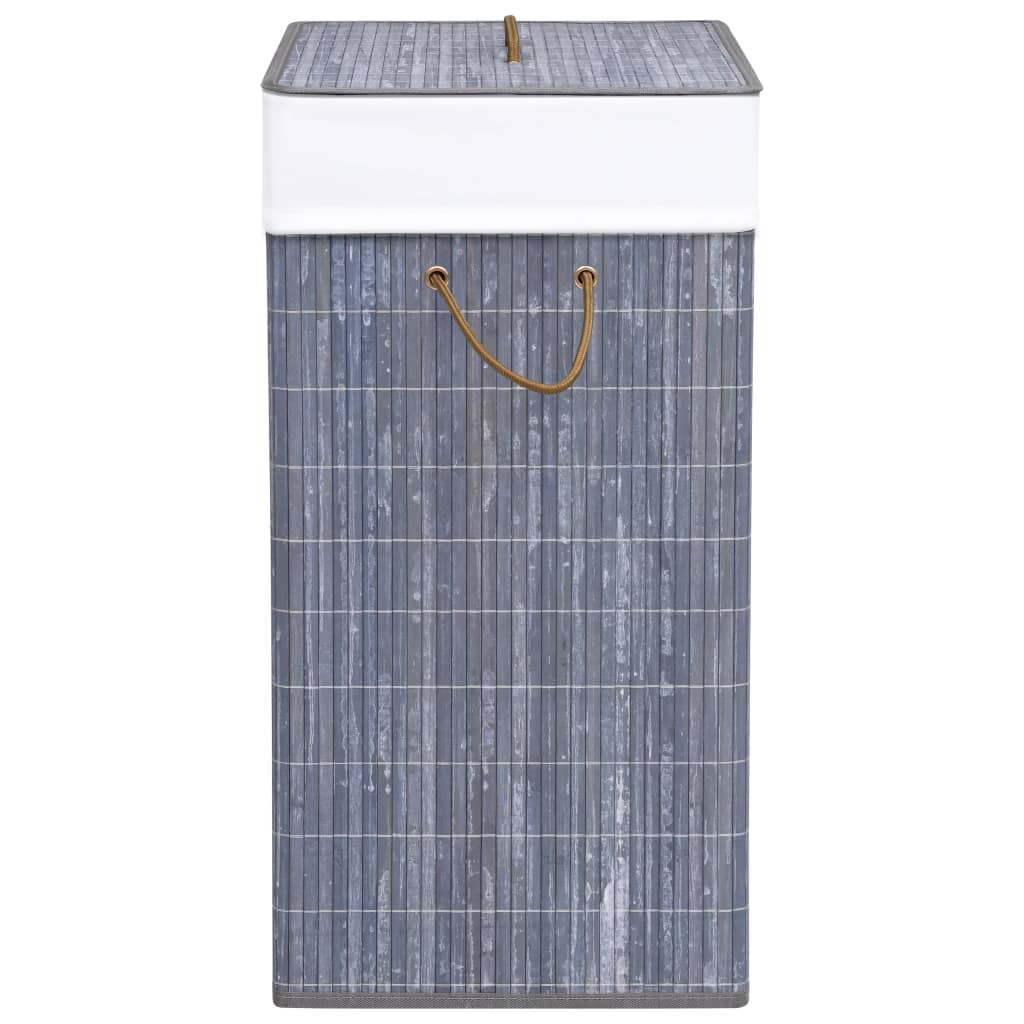 vidaXL Skalbinių krepšys su vienu skyriumi, pilkas, bambukas, 83l