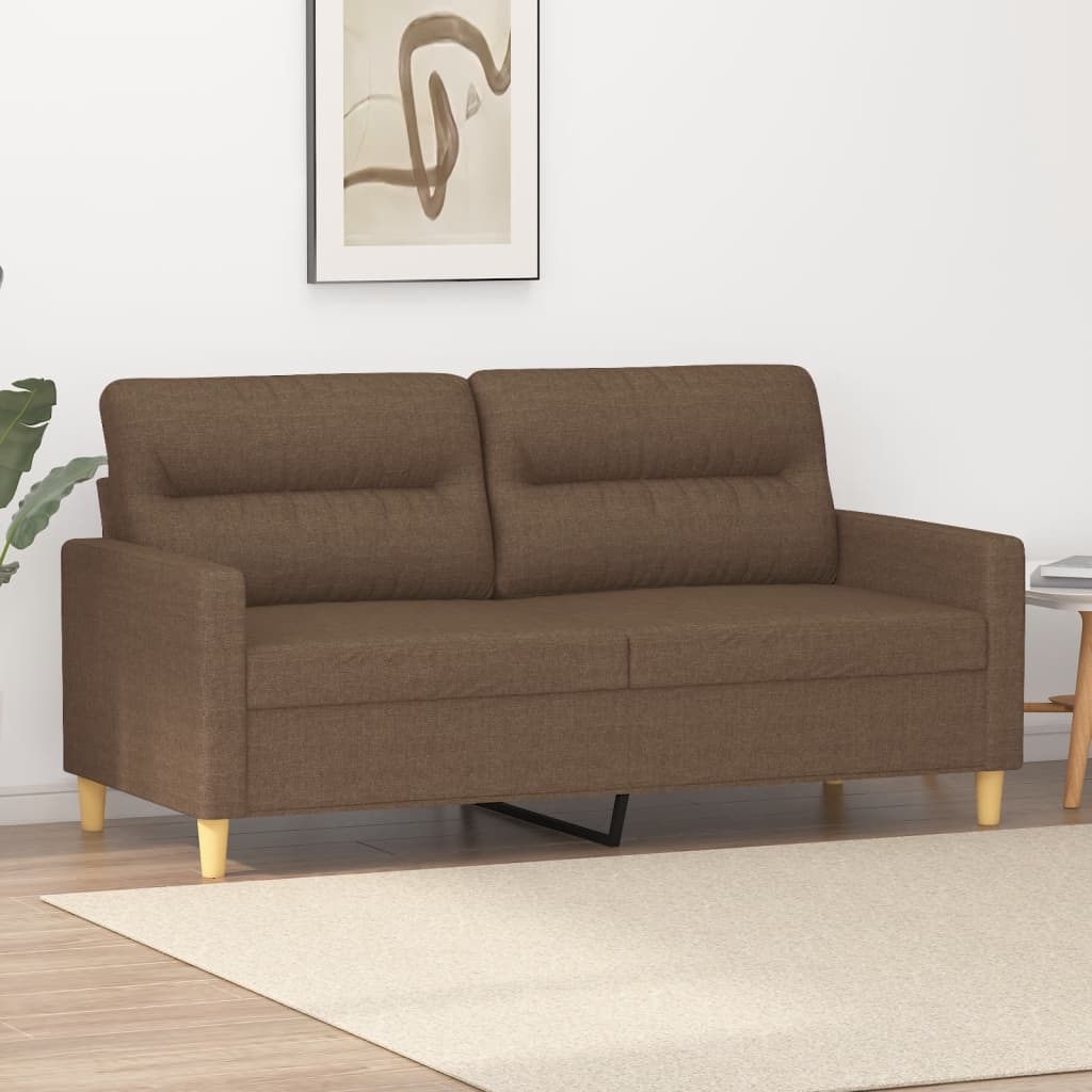 vidaXL Dvivietė sofa, rudos spalvos, 140cm, audinys