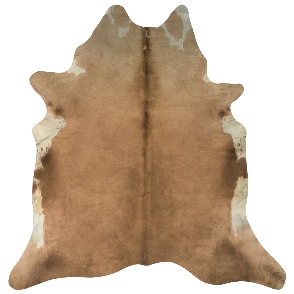vidaXL Tikros karvės odos kilimas, rudos ir baltos spalvos, 180x220cm