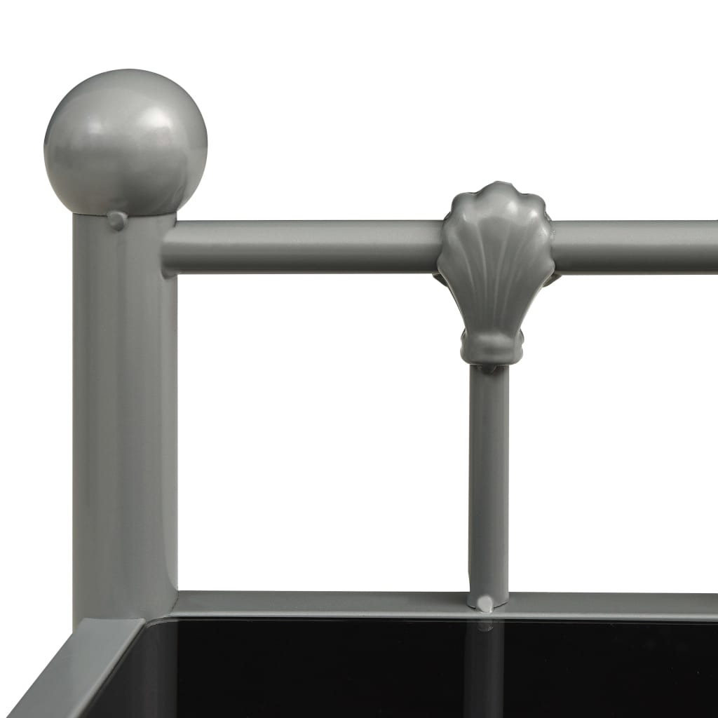 vidaXL Naktinė spintelė, pilka/juoda, 45x34,5x60,5cm, metalas/stiklas