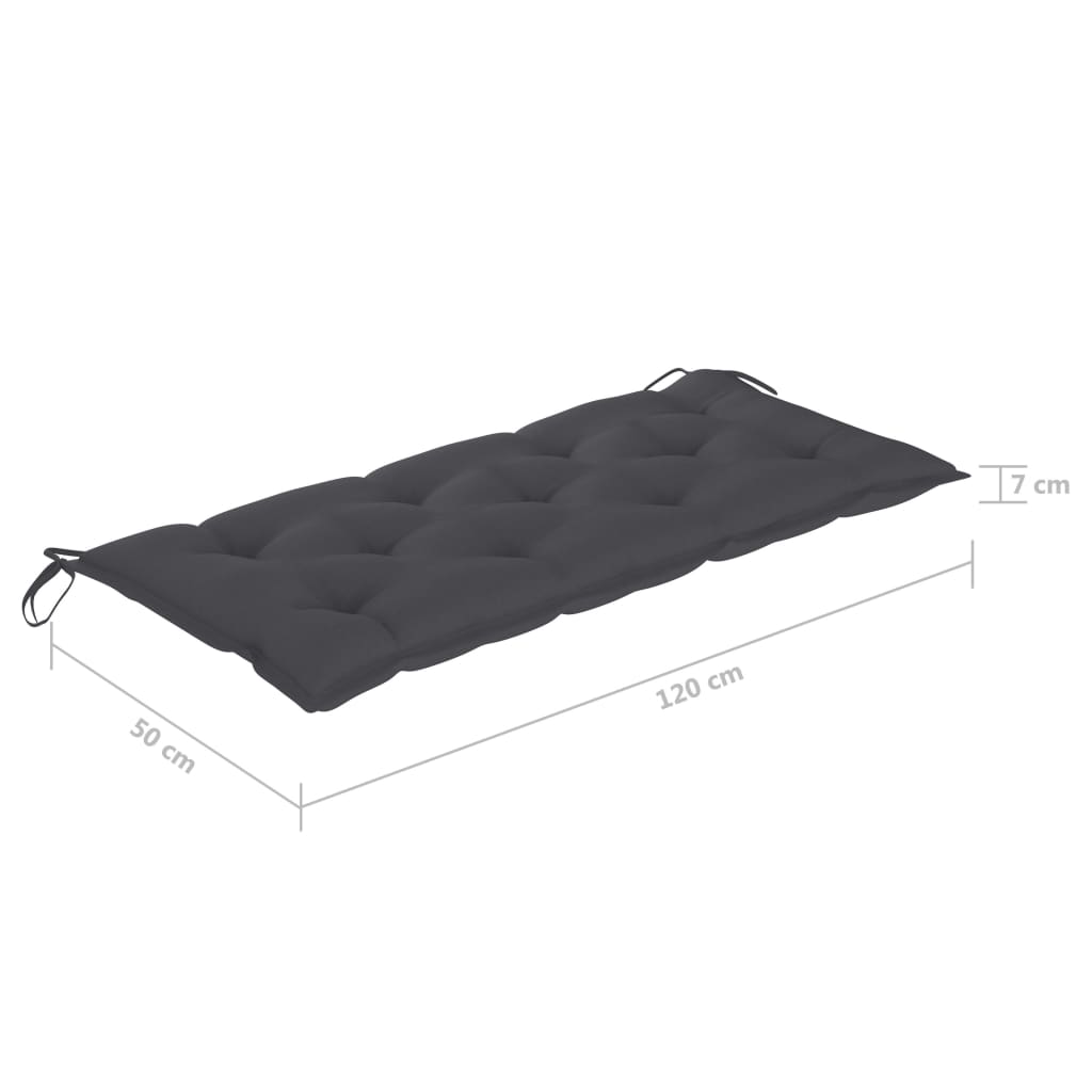 vidaXL Supamas suoliukas su antracito pagalvėle, 120cm, tikmedis