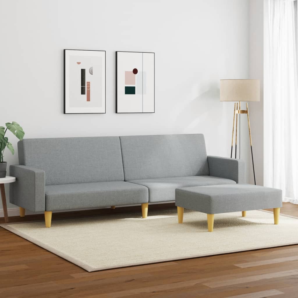 vidaXL Dvivietė sofa-lova su pakoja, šviesiai pilkos spalvos, audinys