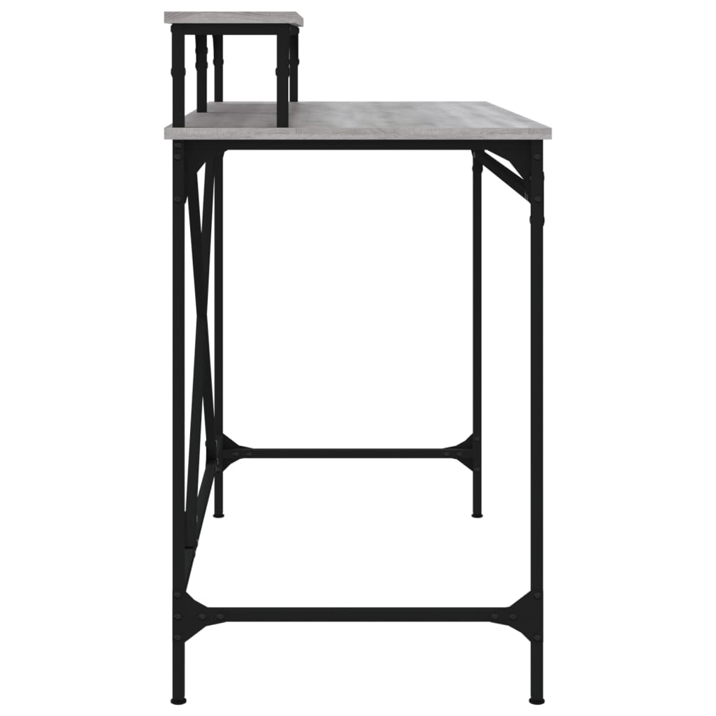 vidaXL Rašomasis stalas, pilkas ąžuolo, 100x50x90cm, mediena/geležis