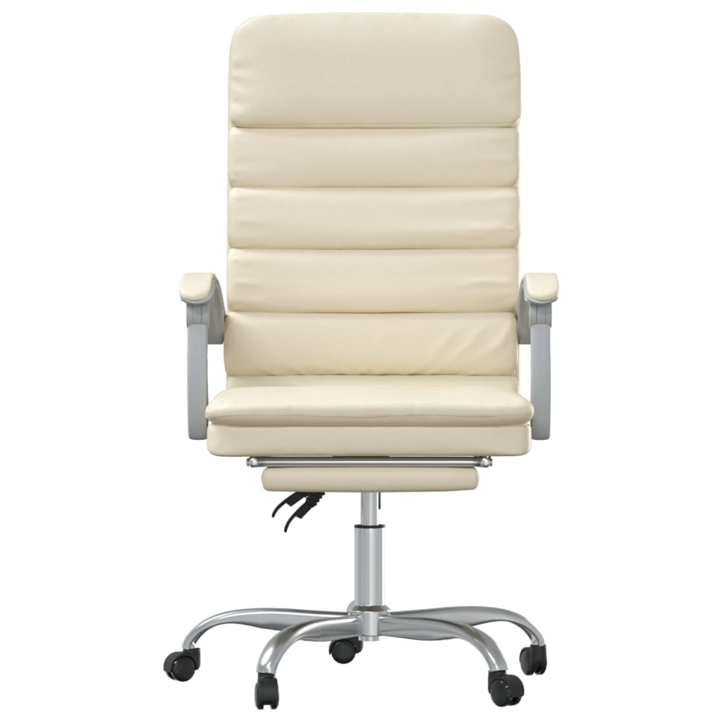 vidaXL Atlošiama masažinė biuro kėdė, kreminės spalvos, dirbtinė oda