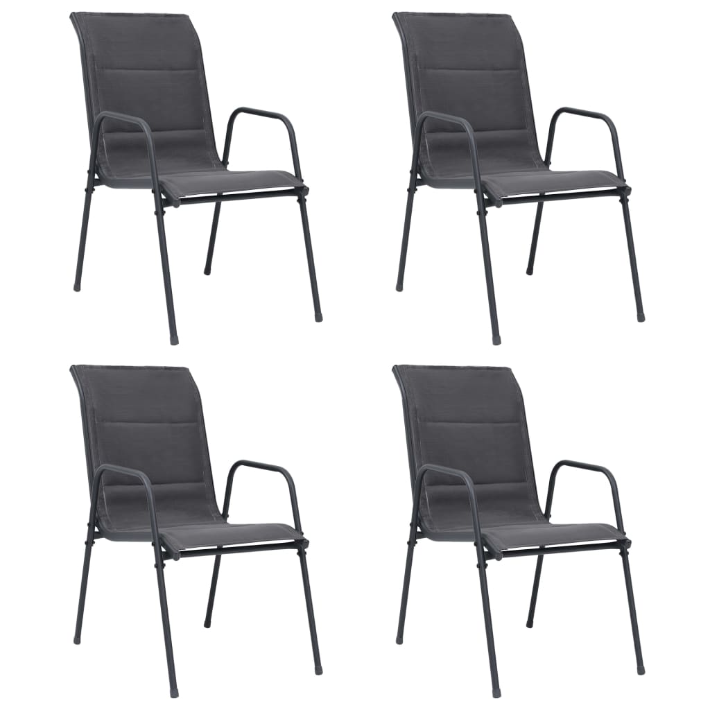 vidaXL Sudedamos sodo kėdės, 4vnt., antracito, plienas ir tekstilenas