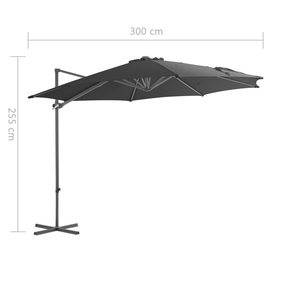 vidaXL Gem. form. saulės skėtis su plien. stulp., antr. sp., 300cm