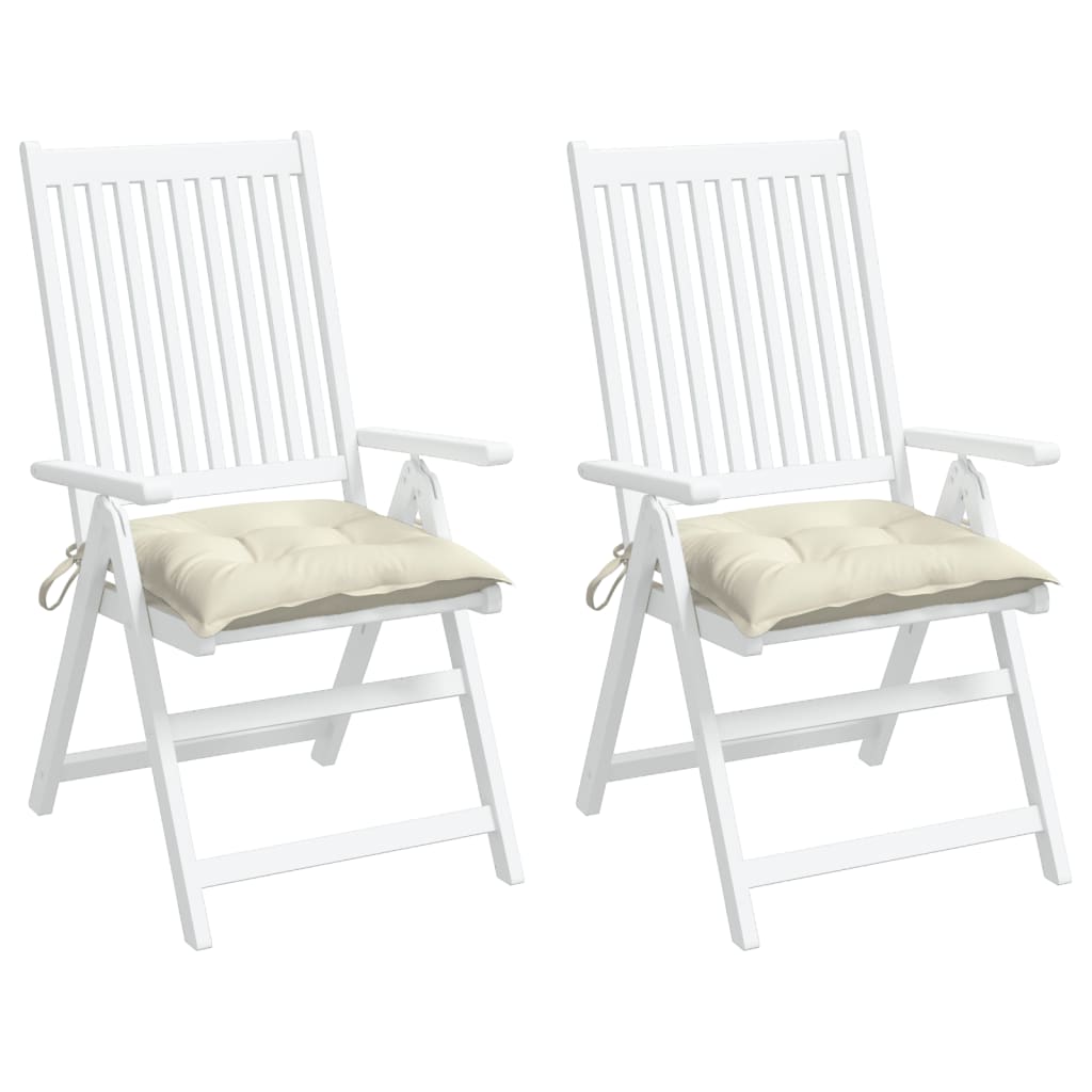 vidaXL Kėdės pagalvėlės, 2vnt., kreminės, 50x50x7cm, oksfordo audinys