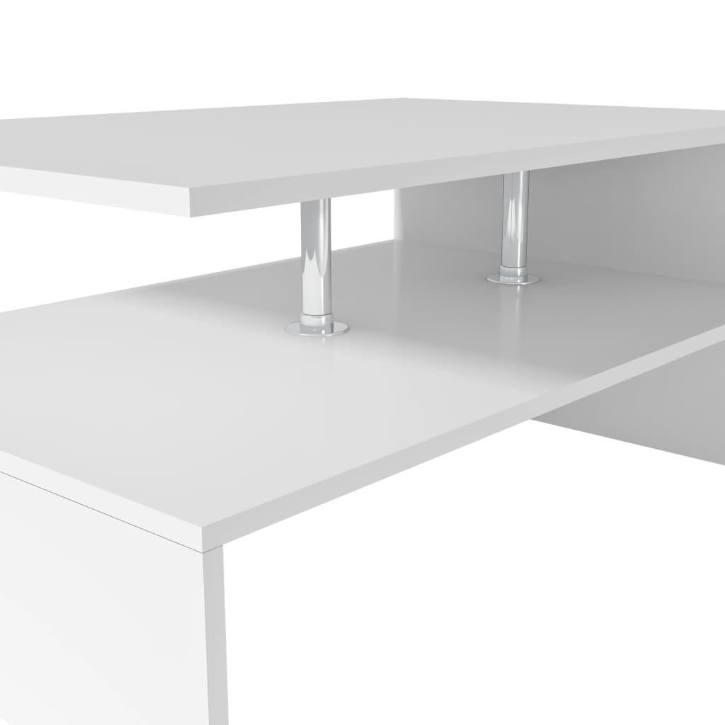 vidaXL Kavos staliukas, baltos spalvos, 90x59x42cm, apdirbta mediena