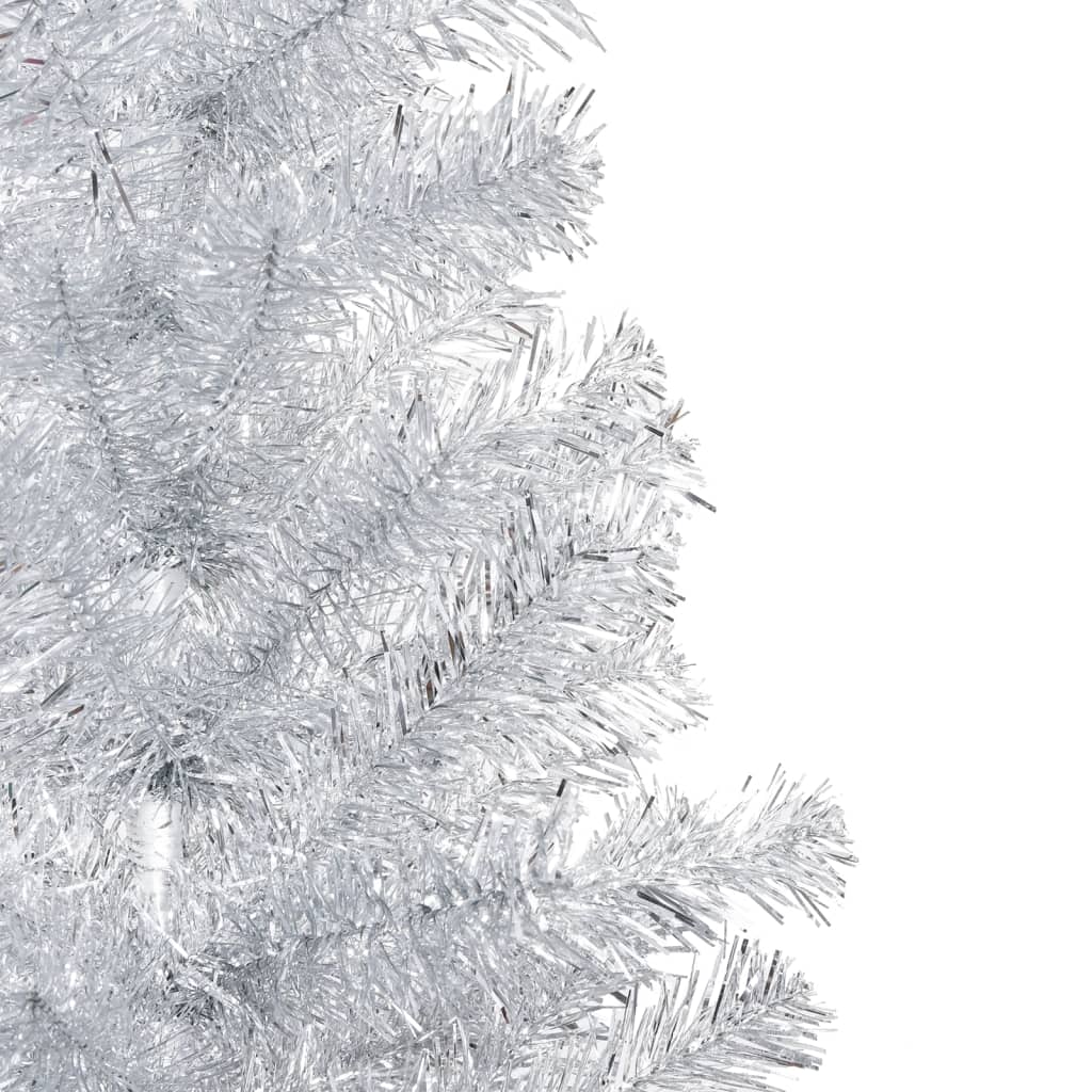 vidaXL Dirbtinė Kalėdų eglutė su stovu, sidabrinė, 210cm, PET