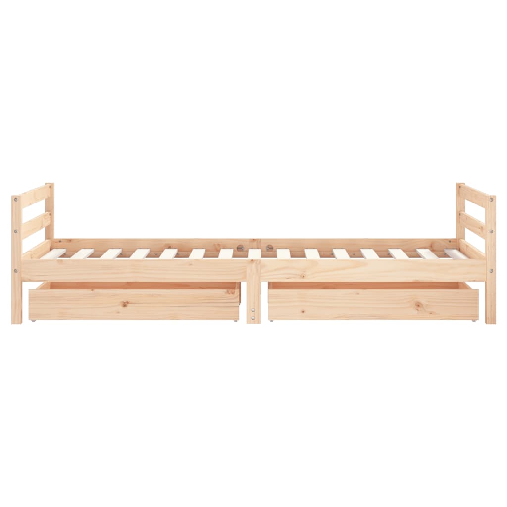 vidaXL Vaikiškos lovos rėmas su stalčiais, 90x190cm, pušies masyvas
