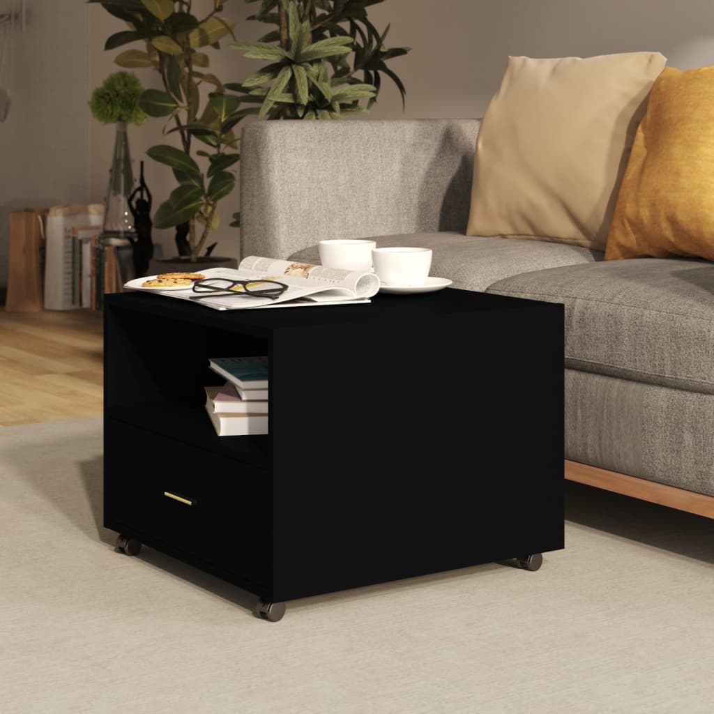 vidaXL Kavos staliukas, juodos spalvos, 55x55x40cm, apdirbta mediena