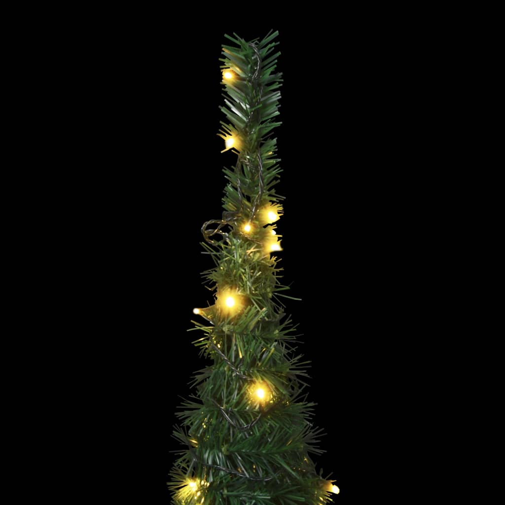vidaXL Išskleidžiama apšviesta dirbtinė Kalėdų eglutė, žalia, 210cm