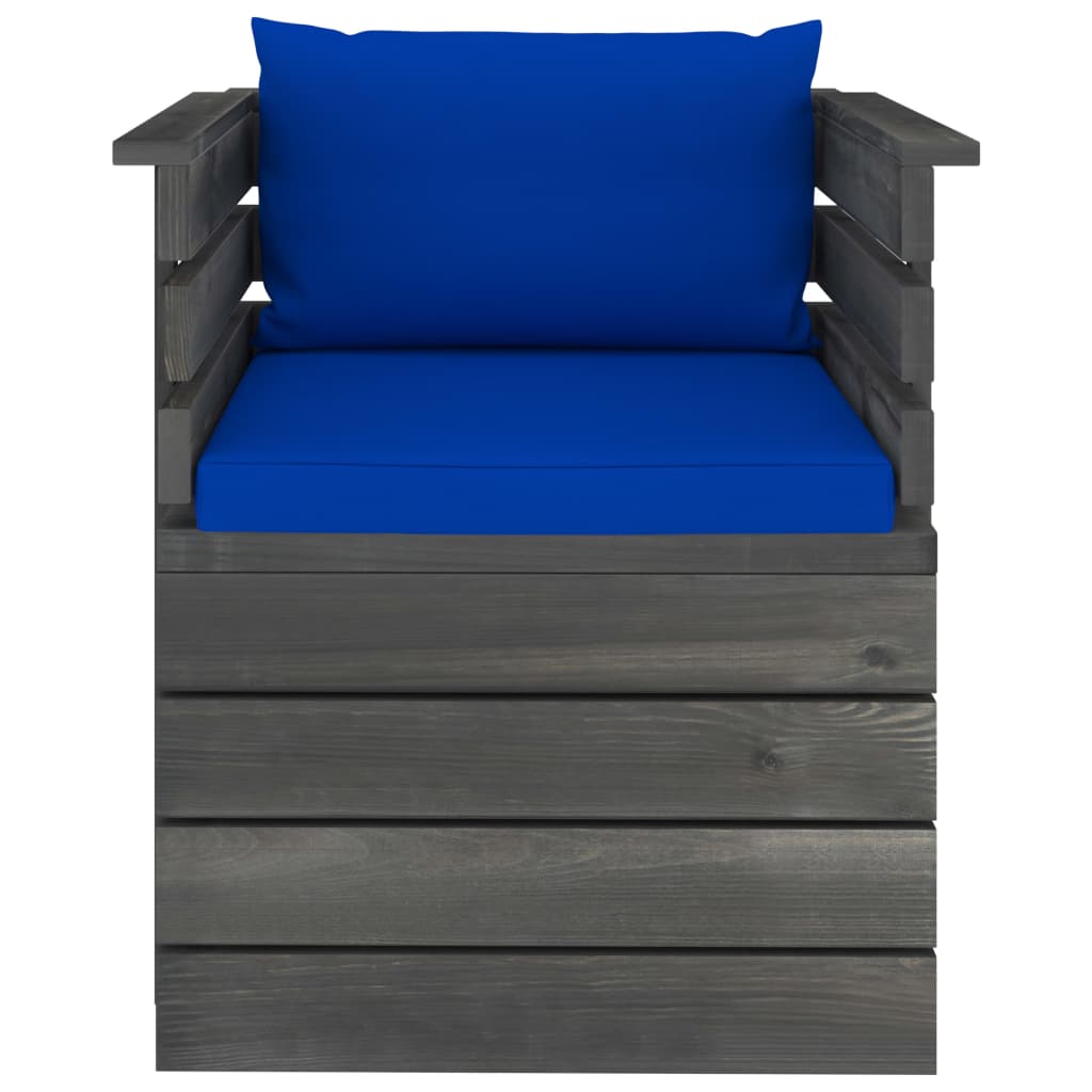 vidaXL Sodo krėslas su pagalvėlėmis , pušies mediena (315417+315062)