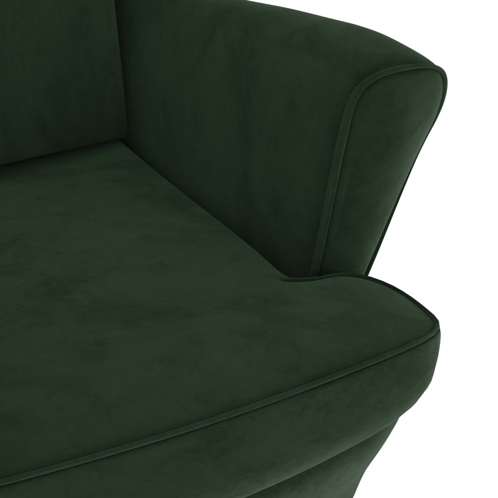 vidaXL Krėslas, tamsiai žalios spalvos, aksomas