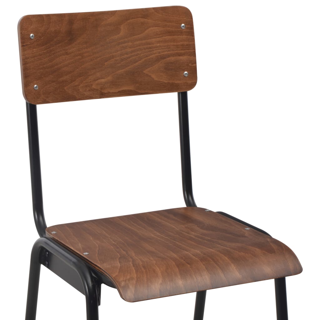 vidaXL Baro kėdės, 2 vnt., rudos, faneros masyvas ir plienas
