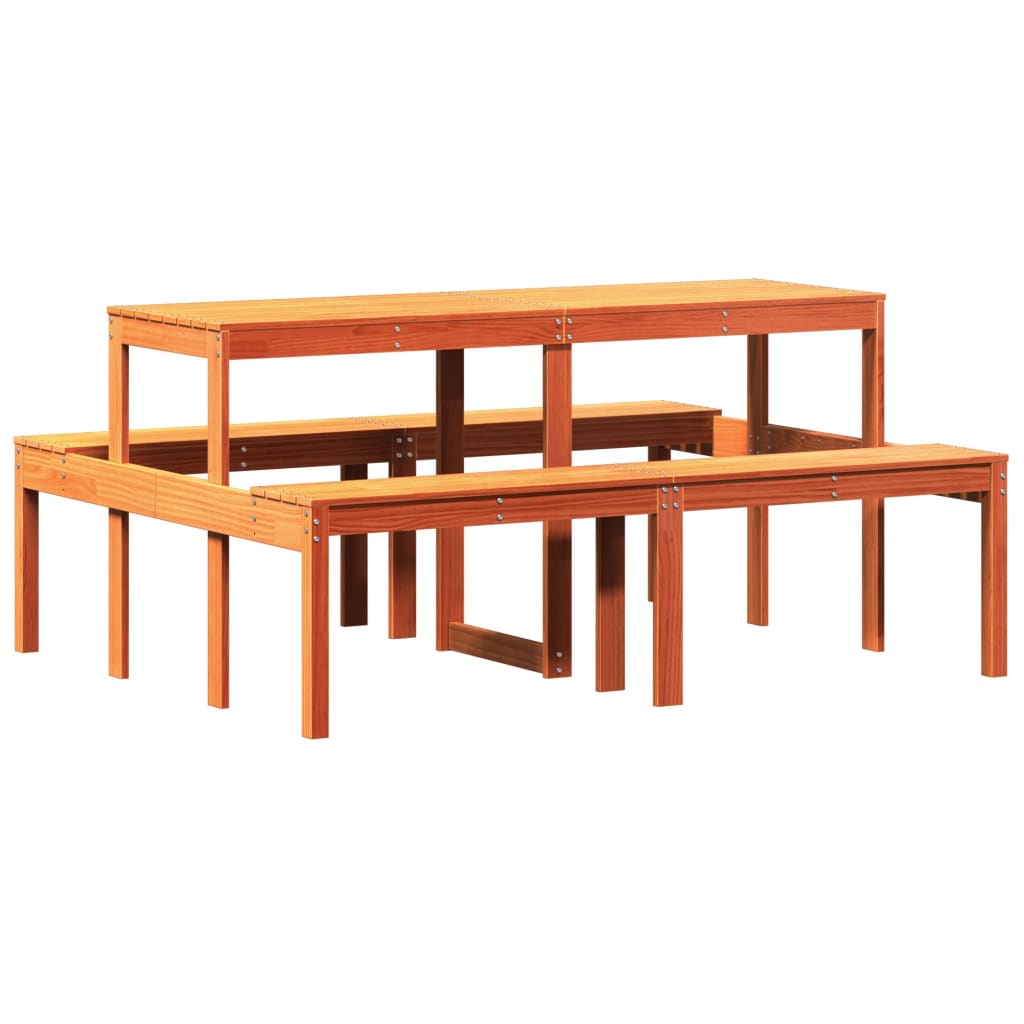 vidaXL Iškylų stalas, vaško rudas, 160x134x75cm, pušies masyvas