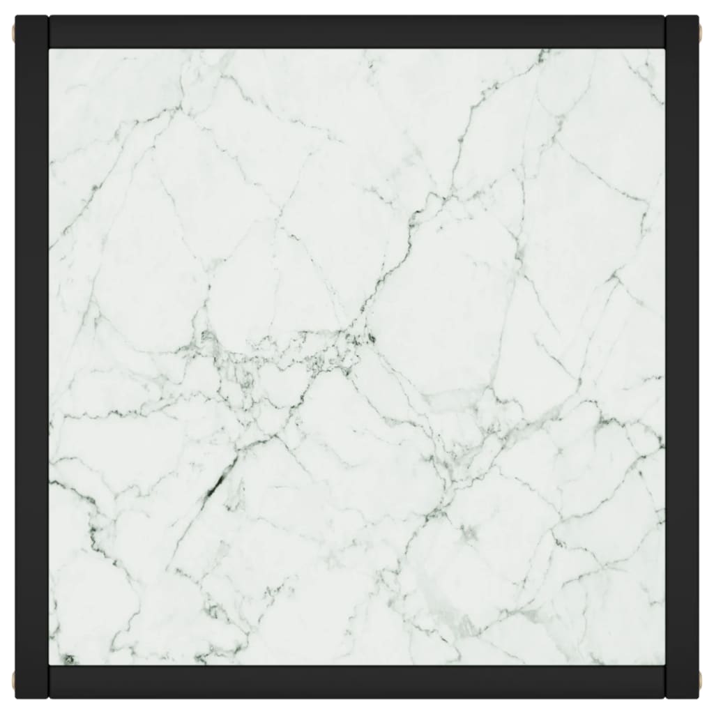 vidaXL Kavos staliukas su balto marmuro stiklu, juodas, 40x40x50cm