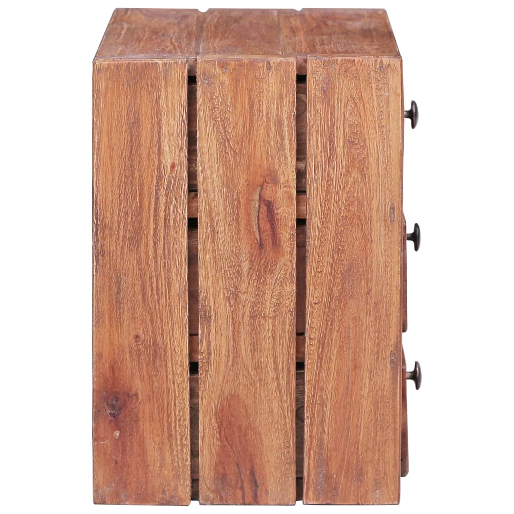 vidaXL Naktinė spintelė su 3 stalčiais, 35x25x35 cm, medienos masyvas
