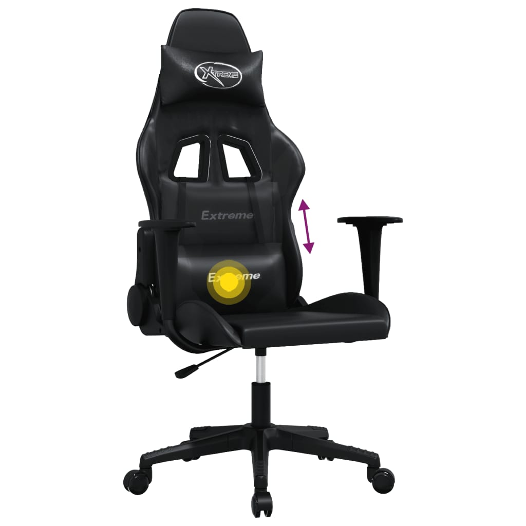 vidaXL Masažinė žaidimų kėdė, juodos spalvos, dirbtinė oda