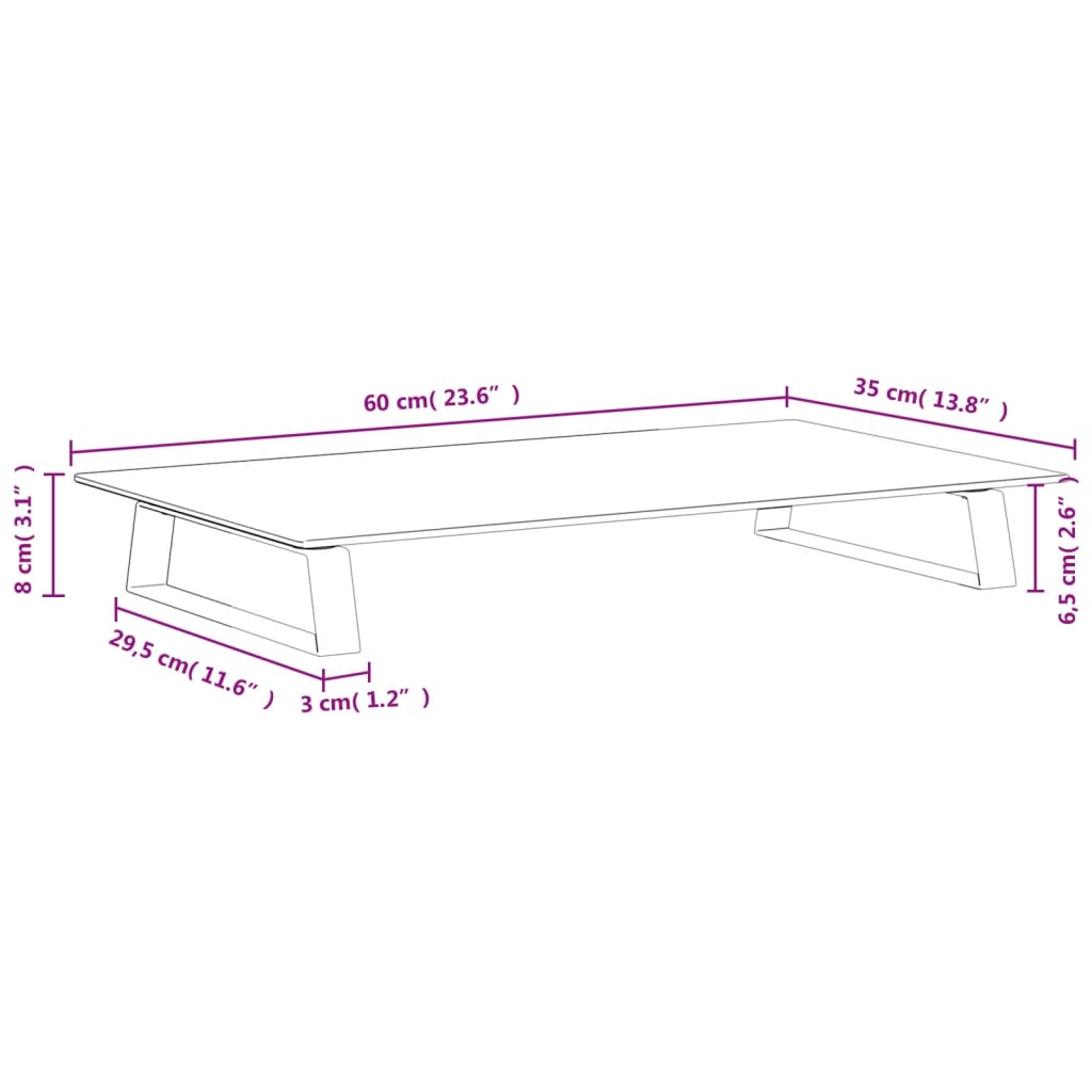 vidaXL Monitoriaus stovas, juodas, 60x35x8cm, stiklas ir metalas