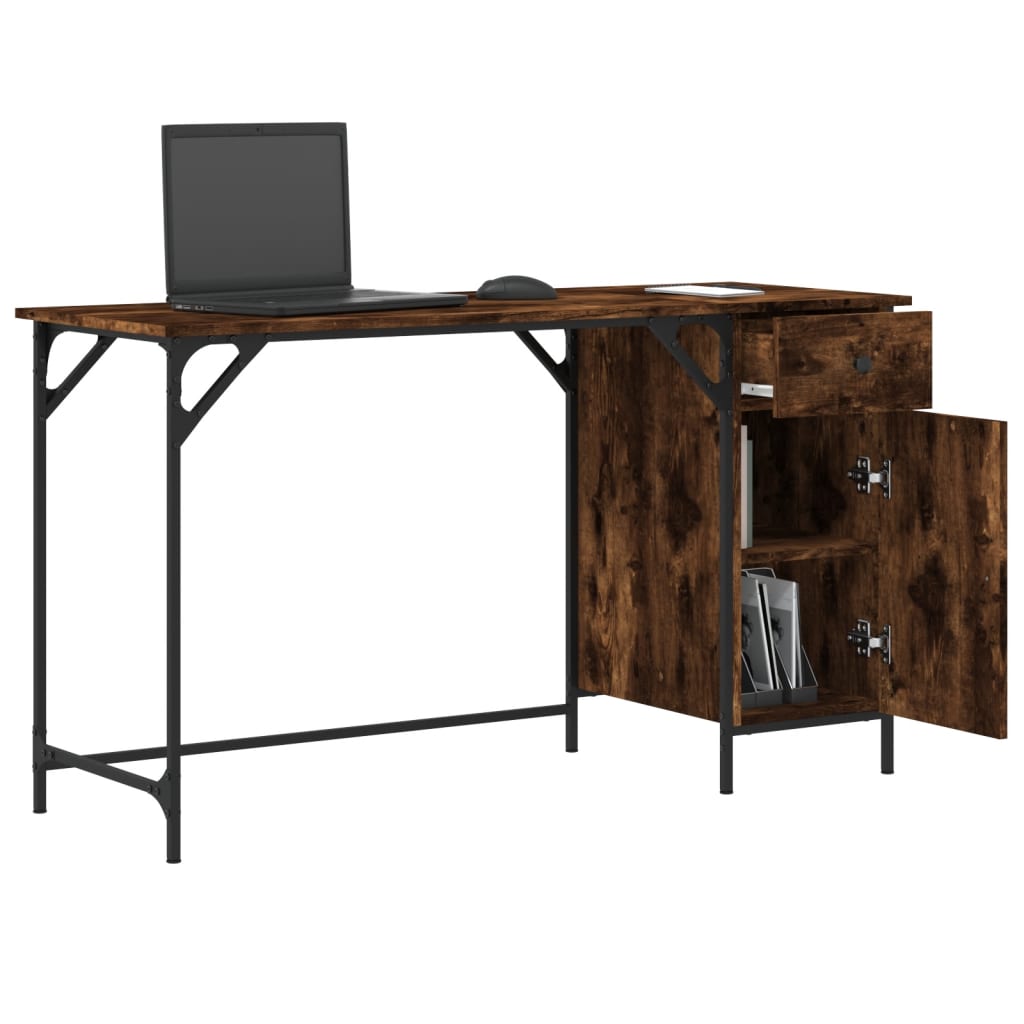 vidaXL Kompiuterio stalas, dūminio ąžuolo, 131x48x75cm, mediena