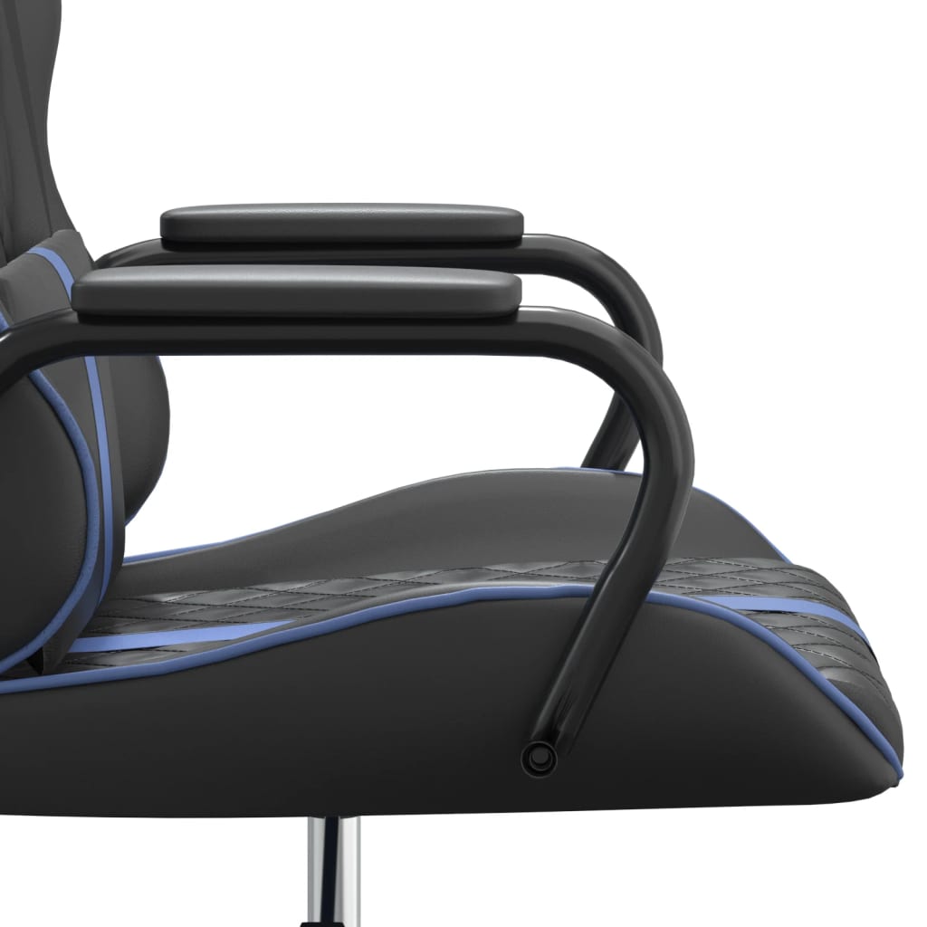 vidaXL Masažinė žaidimų kėdė, mėlynos ir juodos spalvos, dirbtinė oda