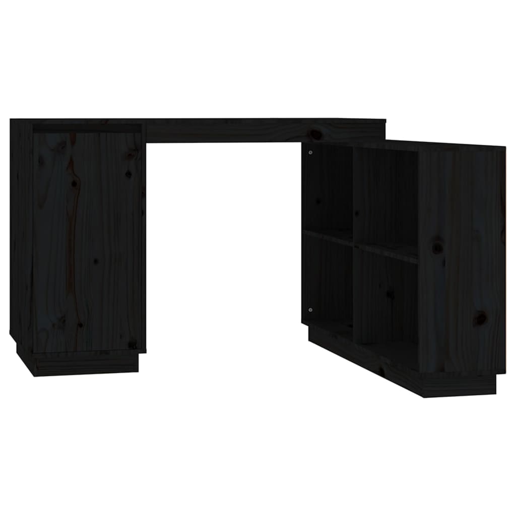 vidaXL Rašomasis stalas, juodas, 110x50x75cm, pušies medienos masyvas