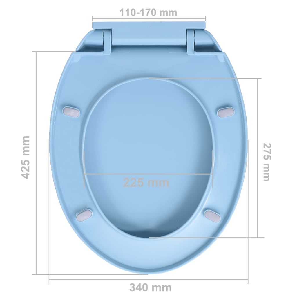 vidaXL Klozeto sėdynė su soft-close mechanizmu, mėlyna, ovali