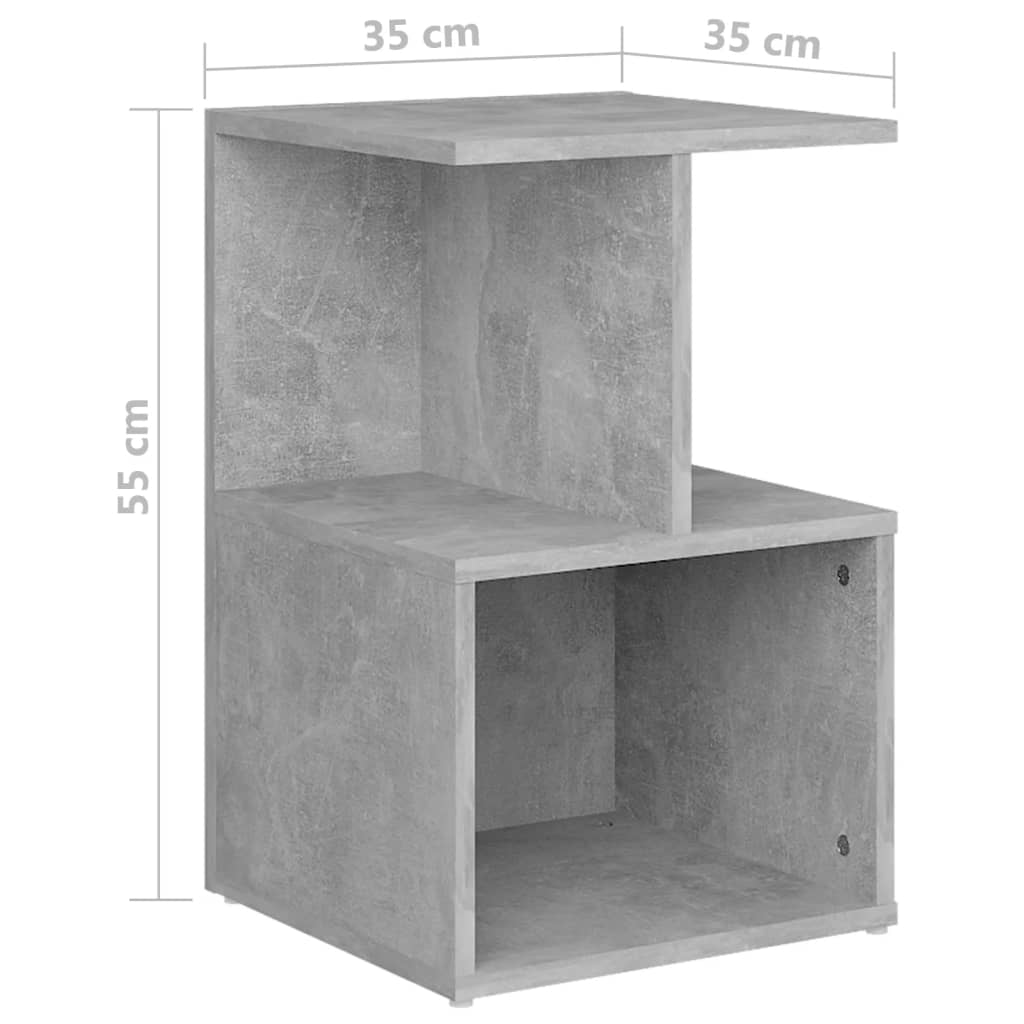 vidaXL Naktinės spintelės, 2vnt., betono, 35x35x55cm, apdirbta mediena