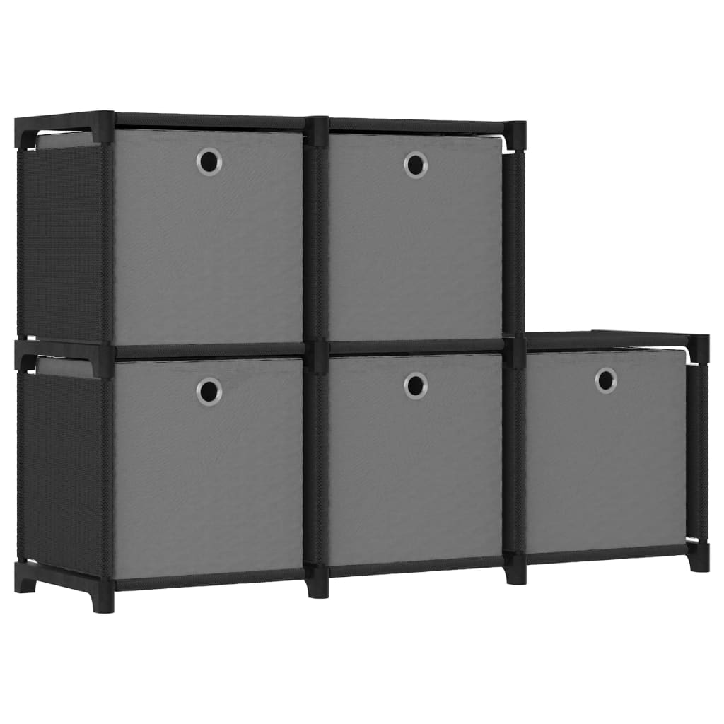 vidaXL Lentyna su 5 dėžėmis, juodos spalvos, 103x30x72,5cm, audinys