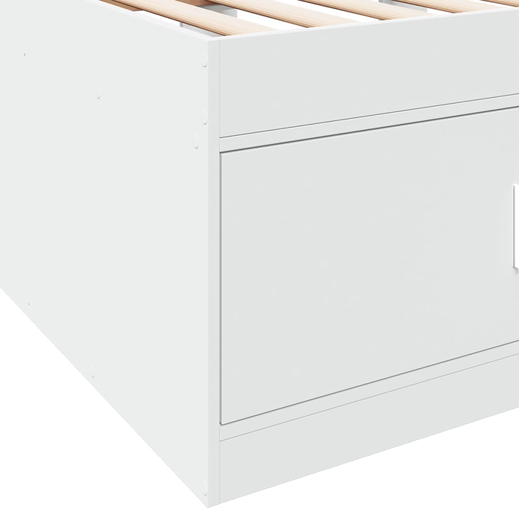 vidaXL Lova su stalčiais, baltos spalvos, 90x200cm, apdirbta mediena