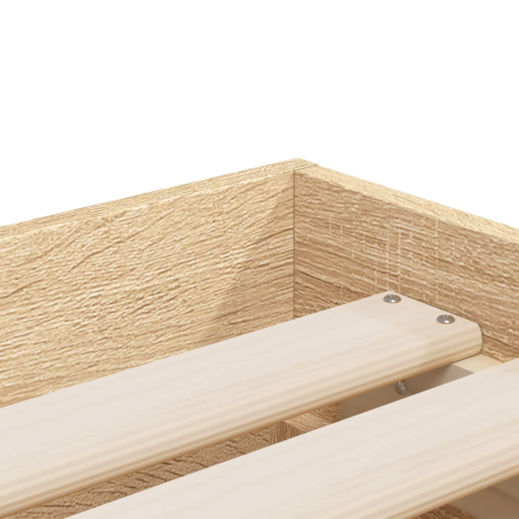 vidaXL Lovos rėmas su stalčiais, ąžuolo, 90x190cm, apdirbta mediena