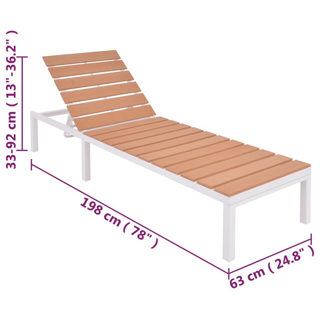 vidaXL Saulės gultas su staliuku, aliuminis, WPC, rudas