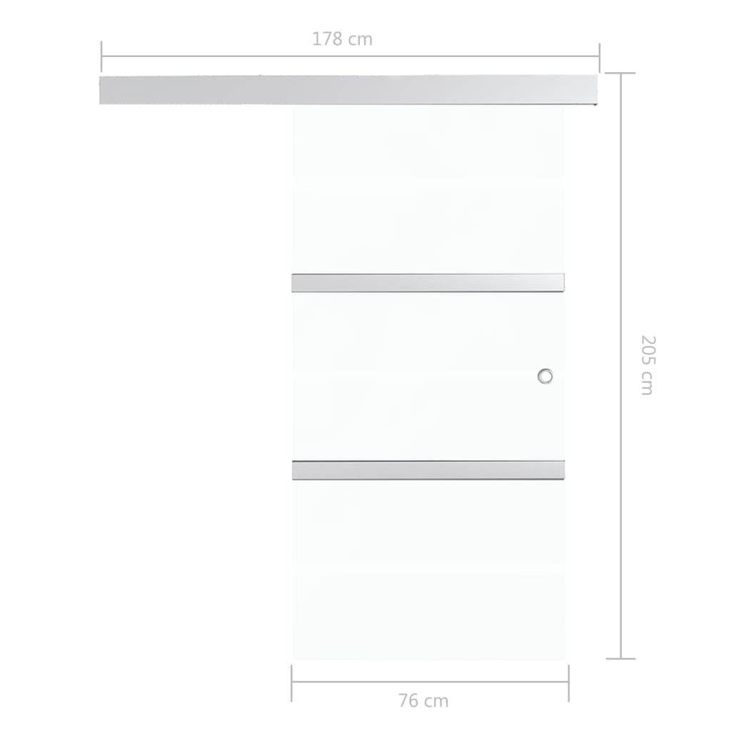 vidaXL Stumdomos durys, sidabrinės, 76x205cm, aliuminis ir ESG stiklas