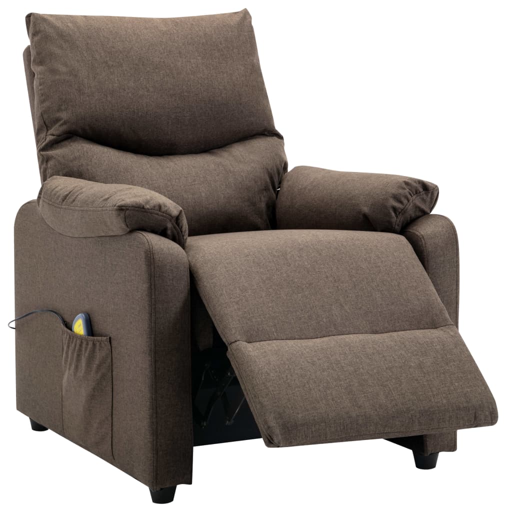 vidaXL Atlošiamas masažinis TV krėslas, rudos spalvos, audinys
