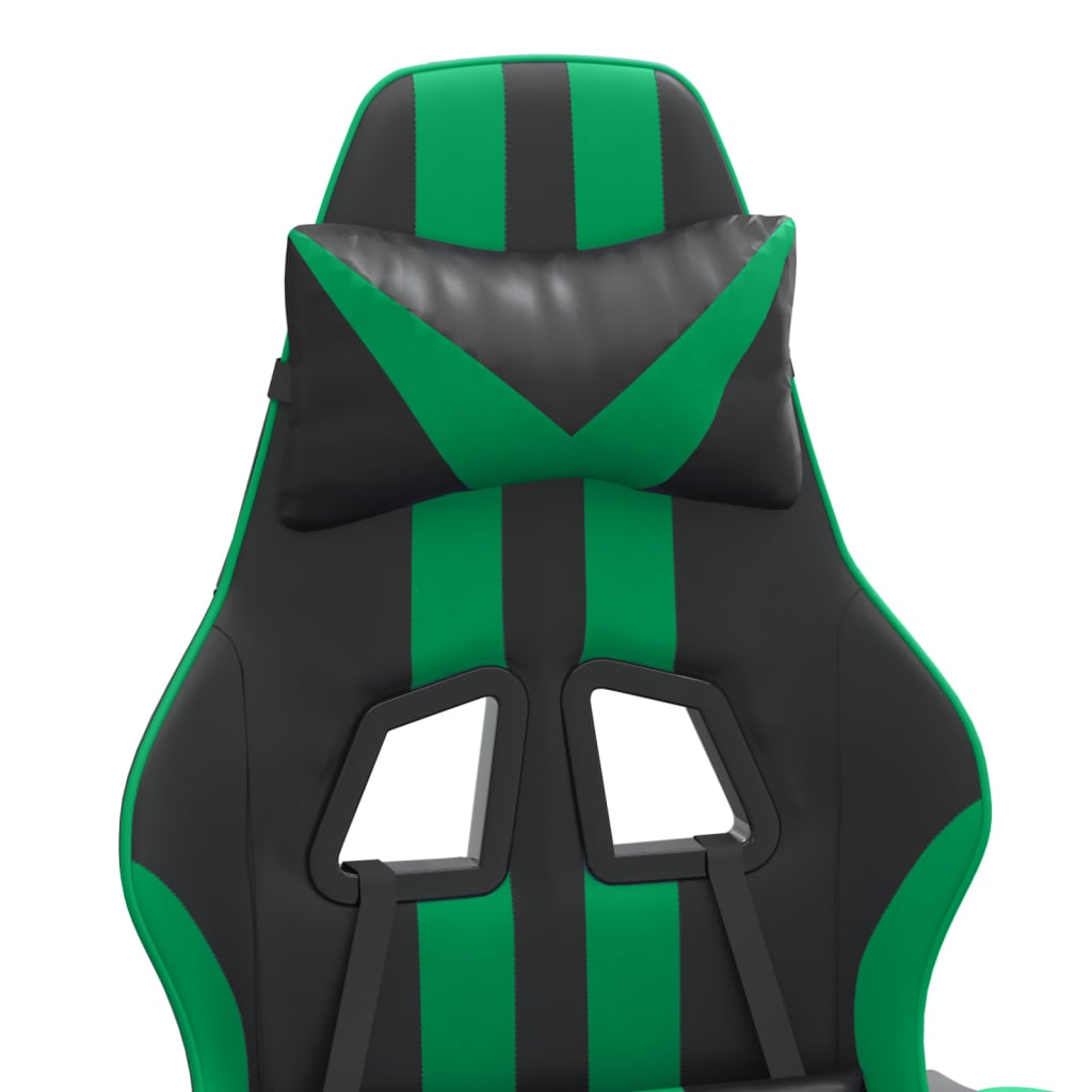 vidaXL Žaidimų kėdė su pakoja, juoda ir žalia, dirbtinė oda