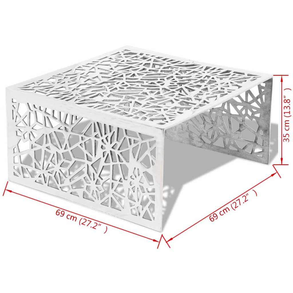 vidaXL Kavos stal., sidabrinis, geometrinių raižinių dizainas, alium.