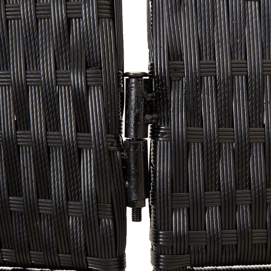 vidaXL Kambario pertvara, 3 segmentai, juodos spalvos, poliratanas