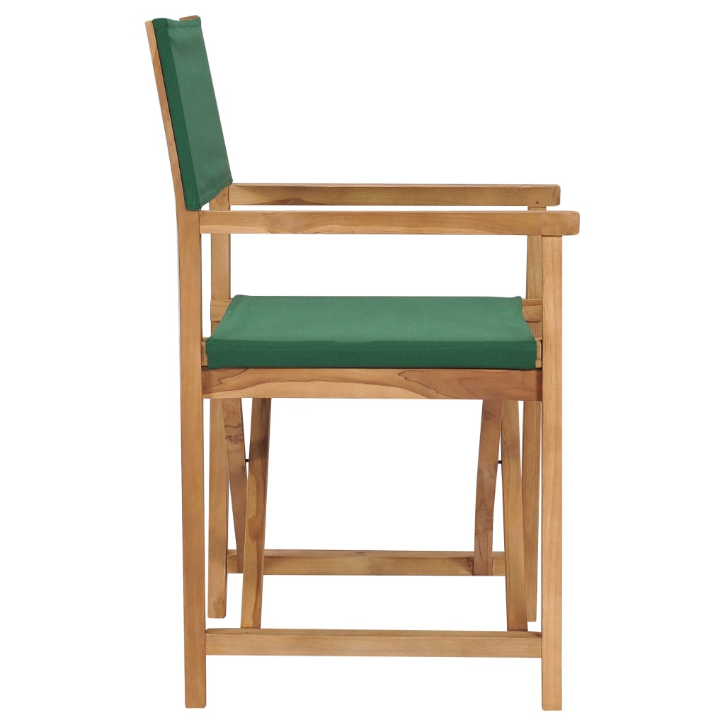 vidaXL Sulankstoma režisieriaus kėdė, žalia, tikmedžio masyvas