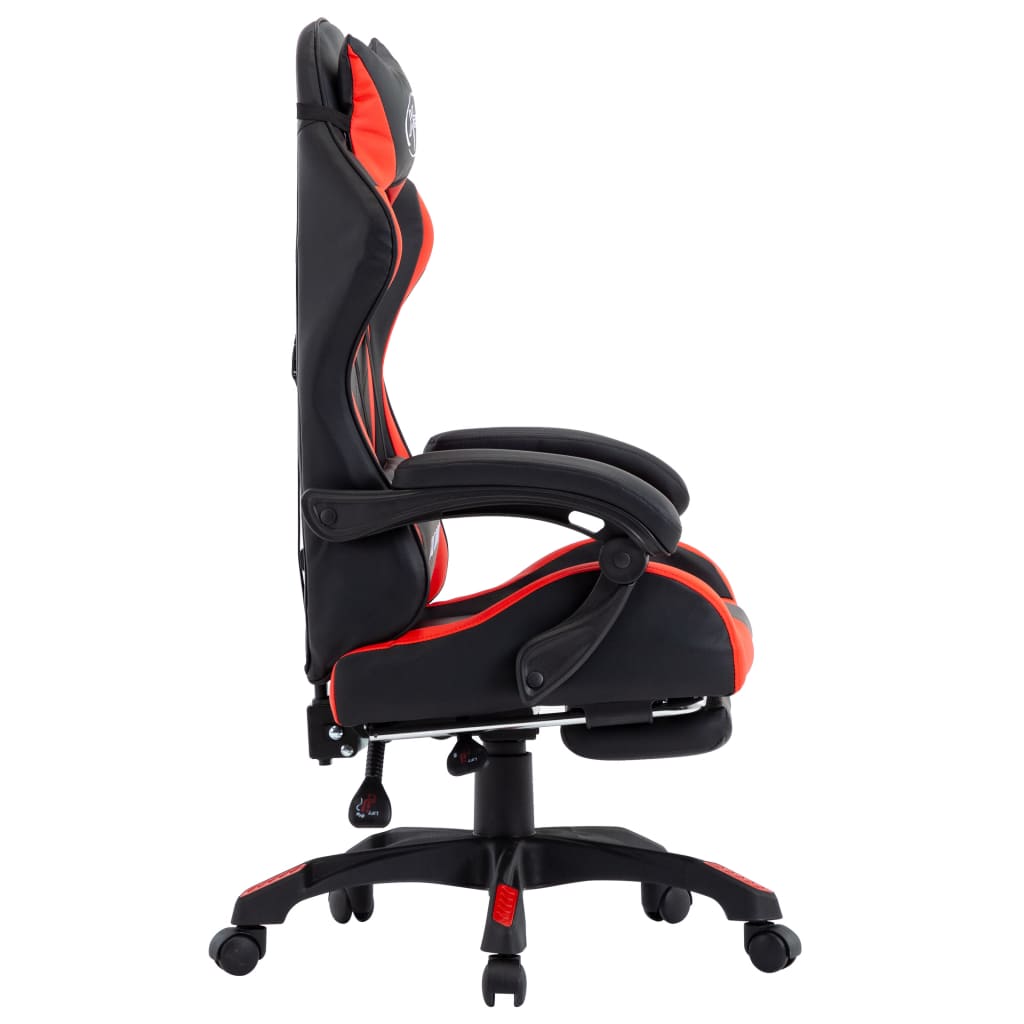 vidaXL Žaidimų kėdė su pakoja, raudona ir juoda, dirbtinė oda