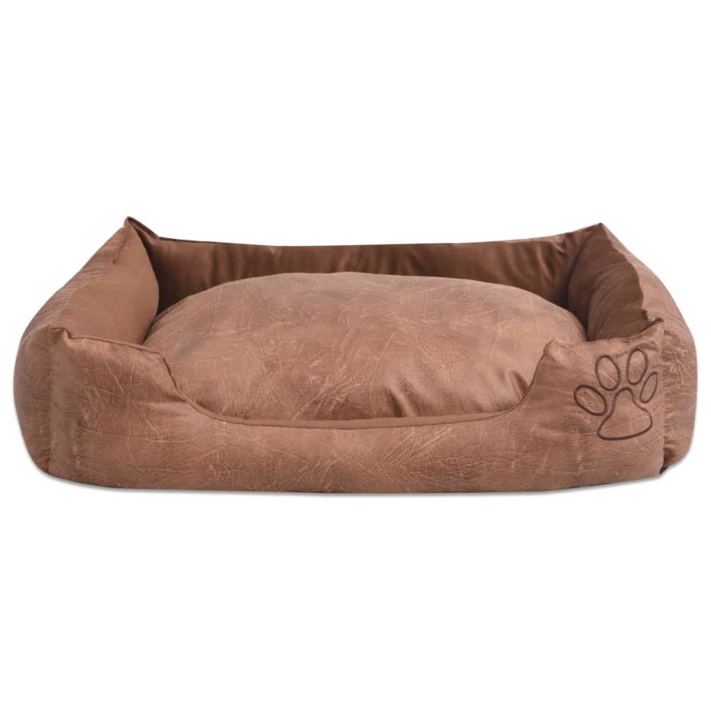 vidaXL Šuns guolis su pagalvėle, PU, dirbtinė oda dydis S, smėlinis