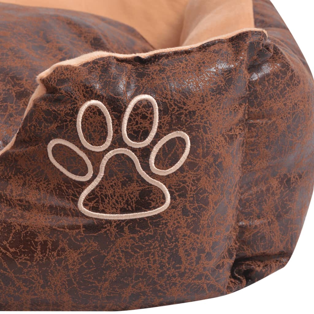 vidaXL Šuns guolis su pagalvėle, PU, dirbtinė oda, dydis M, rudas