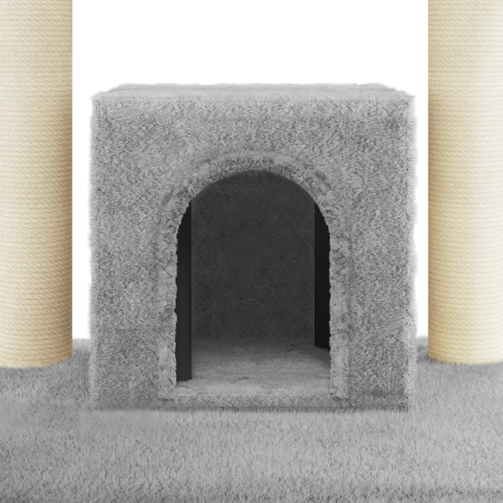 vidaXL Draskyklė katėms su stovais iš sizalio, šviesiai pilka, 110cm