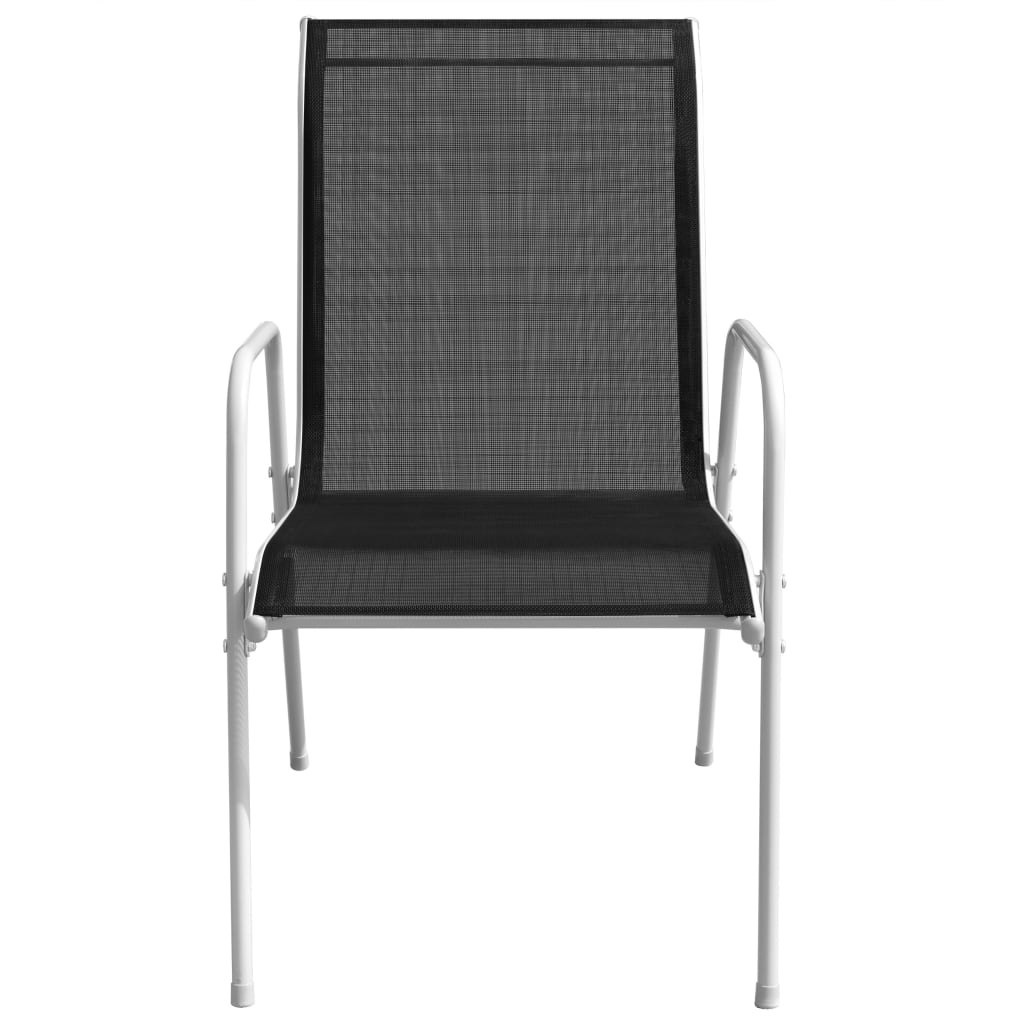 vidaXL Sudedamos sodo kėdės, 4vnt., juodos, plienas ir tekstilenas