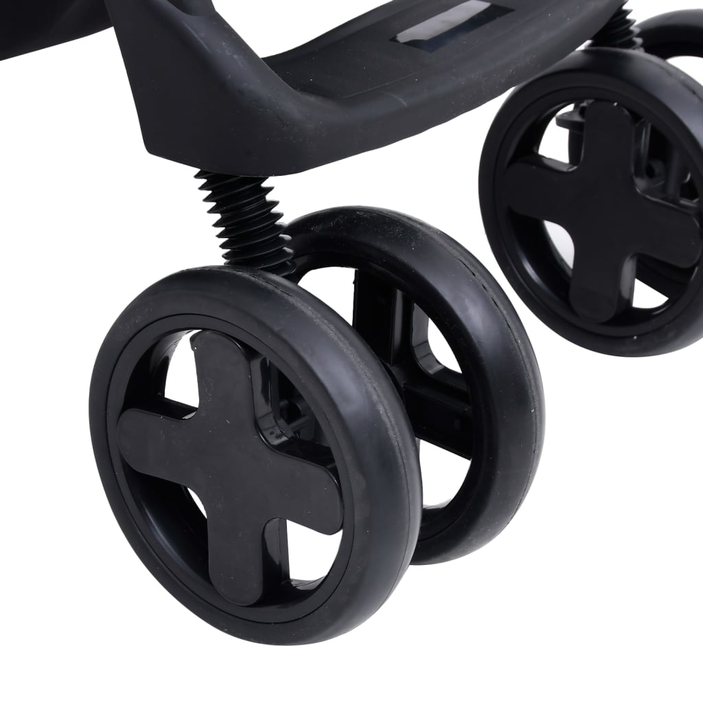 vidaXL Vaikiškas vežimėlis 2-1, tamsiai pilkas/juodas, plienas