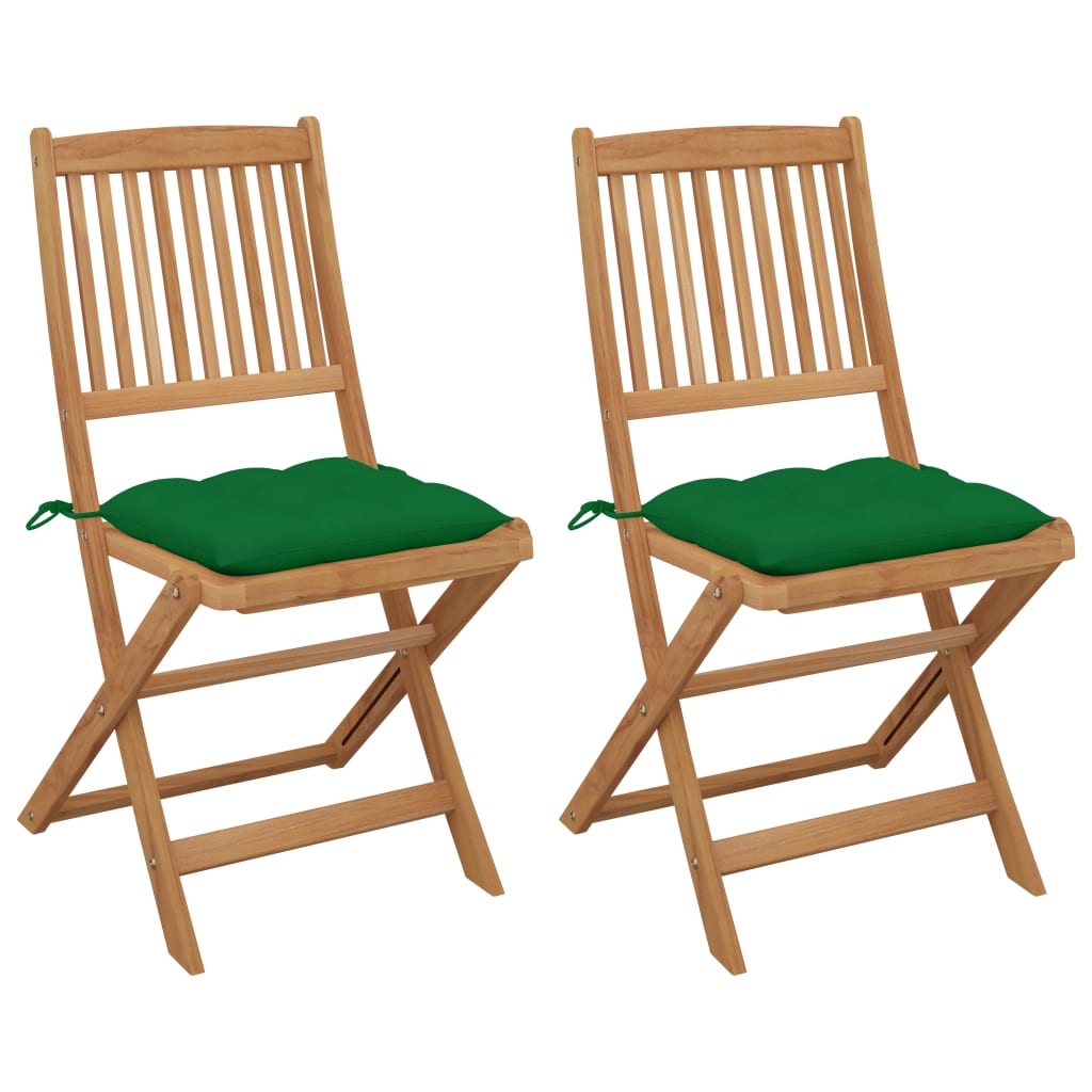 vidaXL Sulankstomos sodo kėdės su pagalvėmis, 2vnt., akacijos masyvas