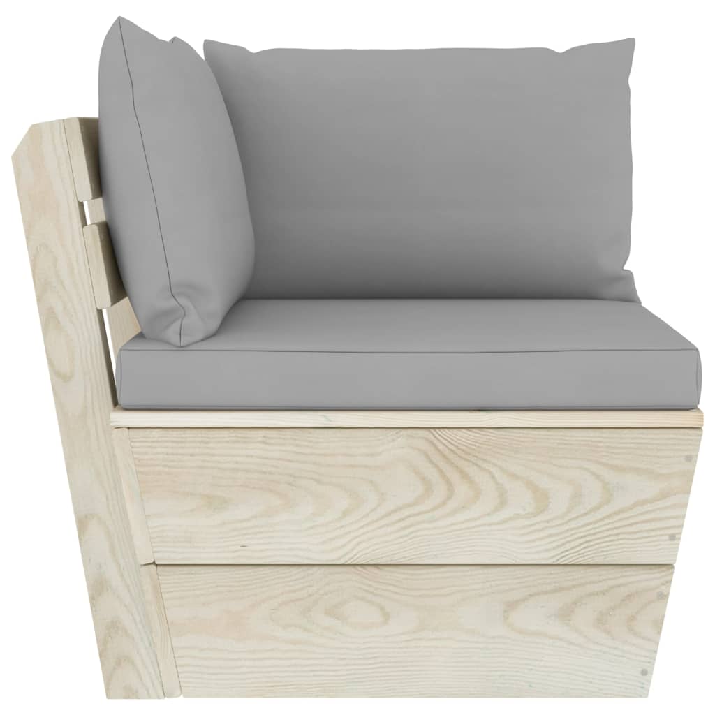 vidaXL Keturvietė sodo sofa iš palečių su pagalvėlėmis, eglės mediena