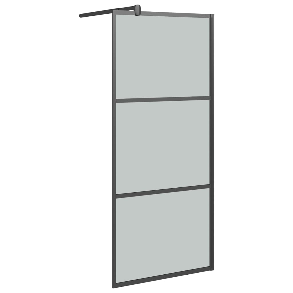 vidaXL Dušo sienelė su lentyna, juoda, 80x195cm, ESG stiklas/aliuminis