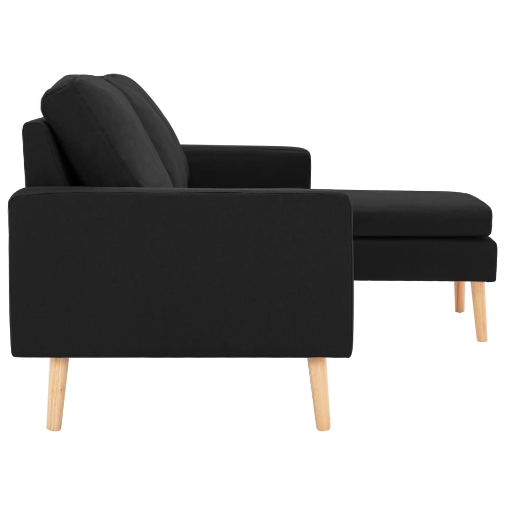 vidaXL Trivietė sofa su pakoja, juodos spalvos, audinys