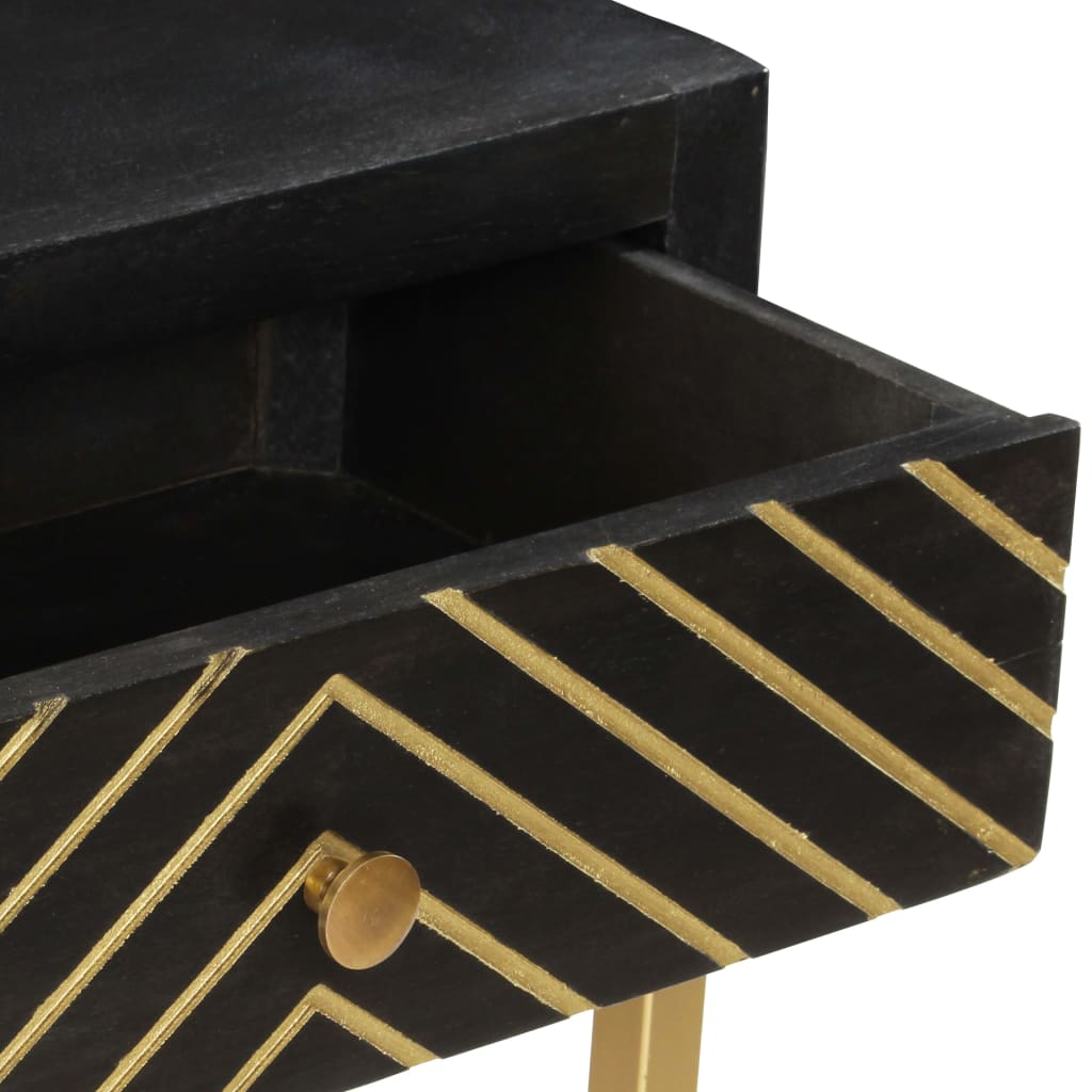 vidaXL Konsolinis staliukas, juodas/aukso, 90x30x75cm, mango masyvas